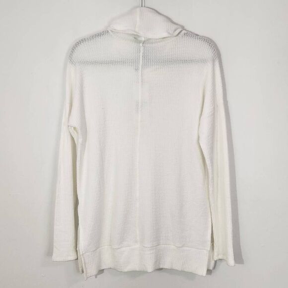 Bobi White Cowl Neck Waffle Knit Top NWT Medium Revolve Thermal Knit Comfy Top - Picture 4 of 12